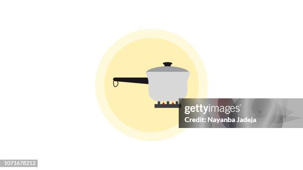 schnellkochtopf-symbol auf herd - pressure cooker stock-grafiken, -clipart, -cartoons und -symbole