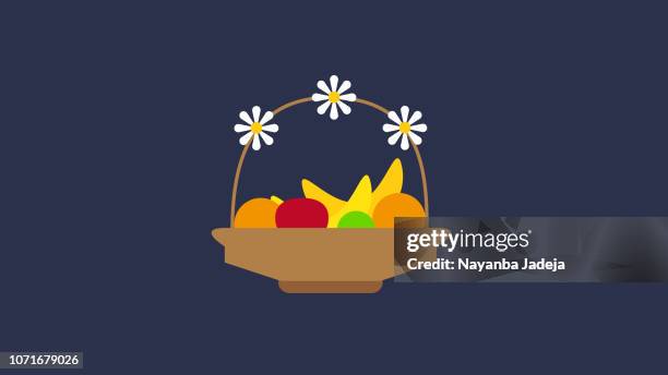 flower, fruit basket icon - fruit bowl stock illustrations