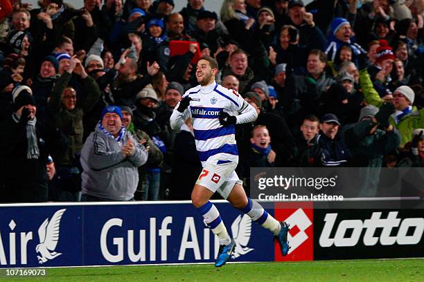Adel Taarabt of QPR celebrates after scoring his team's second goal during the npower Championship match between Queens Park Rangers and Cardiff City...