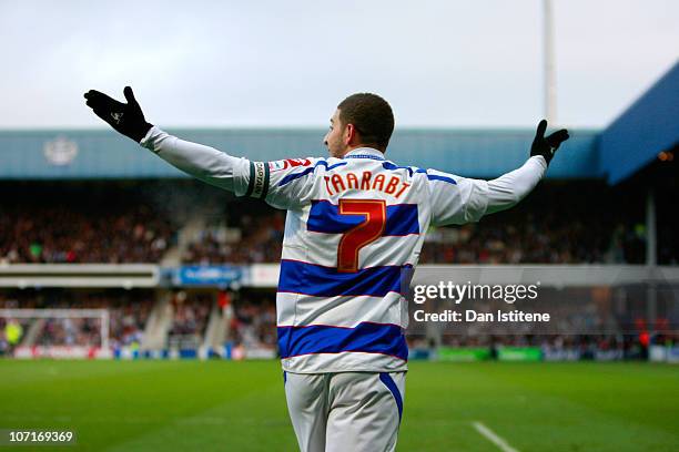 Adel Taarabt of QPR gestures during the npower Championship match between Queens Park Rangers and Cardiff City at Loftus Road on November 27, 2010 in...