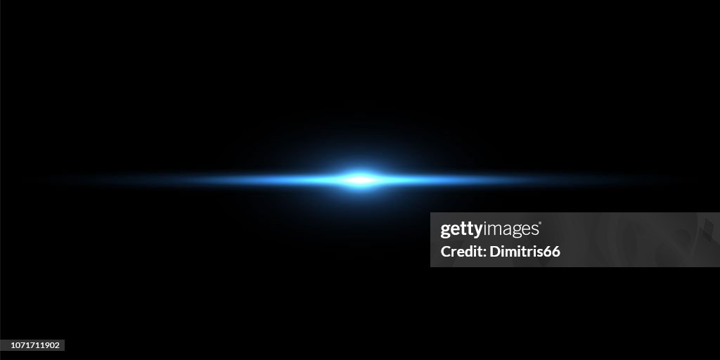 Blue light beam on black background