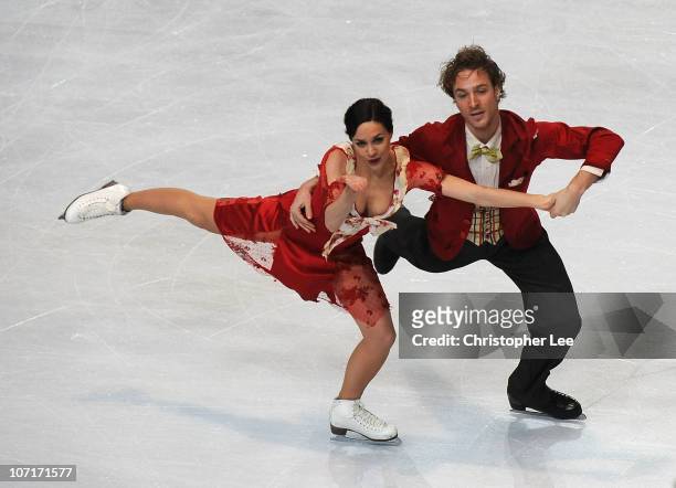 Nathalie Pechalat and Fabien Bourzat of France perform in the Ice Dance Free Dance during the ISU GP Trophee Eric Bompard 2010 at the Palais...