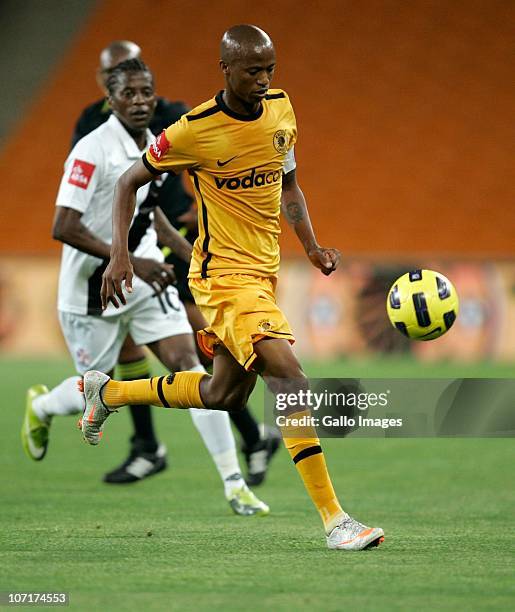 Jimmy Tau of the Chiefs dribbles the ball during the Absa Premiership match between Kaizer Chiefs and Vasco da Gama at FNB Stadium on November 27,...