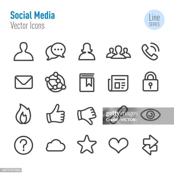 social media icons set - vector line series - thumbs down stock illustrations