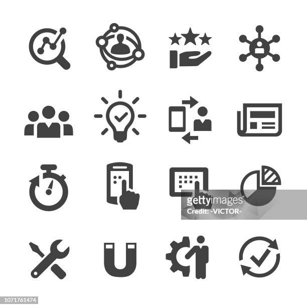 ilustraciones, imágenes clip art, dibujos animados e iconos de stock de icono de la experiencia de usuario - serie acme - grupo organizado