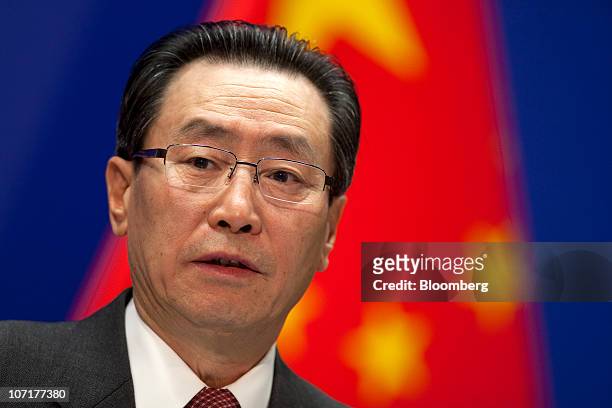 Wu Dawei, China's vice foreign minister and special envoy for Korean affairs, speaks at a news conference in Beijing, China, on Sunday, Nov. 28,...