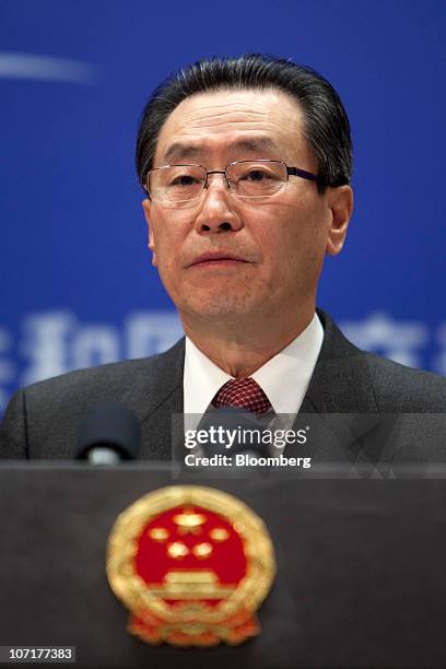 Wu Dawei, China's vice foreign minister and special envoy for Korean affairs, speaks at a news conference in Beijing, China, on Sunday, Nov. 28,...