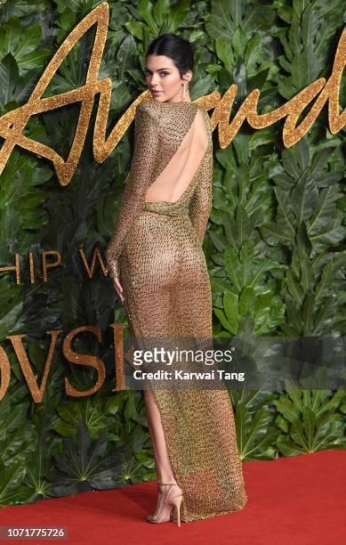 Kendall Jenner arrives at The Fashion Awards 2018 In Partnership With Swarovski at Royal Albert Hall on December 10, 2018 in London, England.