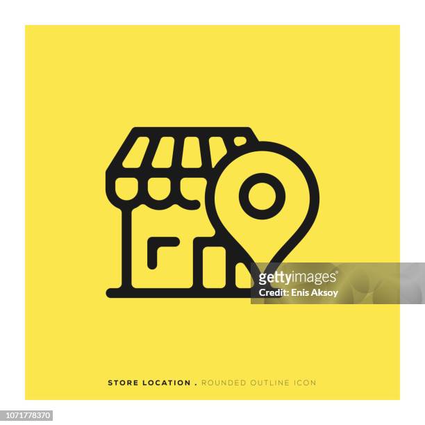 store location rounded line icon - famous place stock illustrations
