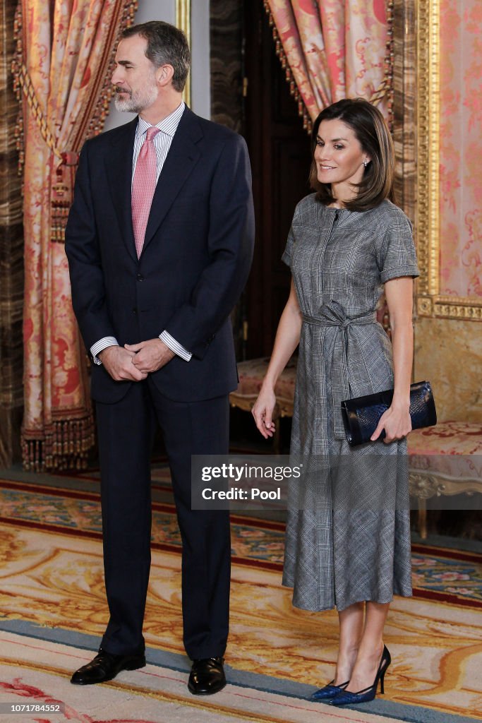Spanish Royals Meet 'Princesa De Girona' Foundation At The Royal Palace