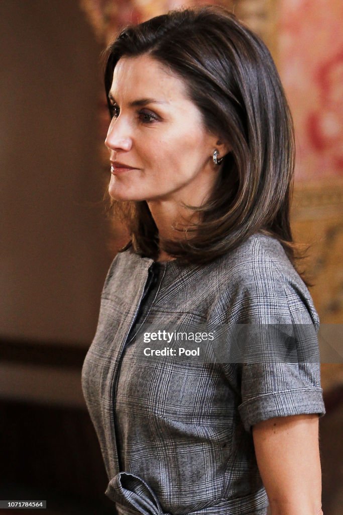 Spanish Royals Meet 'Princesa De Girona' Foundation At The Royal Palace