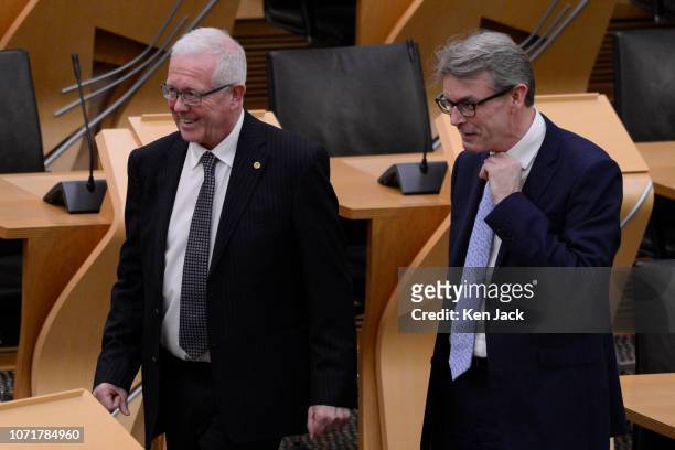 Bruce Crawford , Convener of the Finance and Constitution Committee of the Scottish Parliament, with Deputy Convener Conservative MSP Adam Tomkins ,...