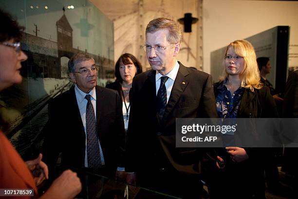 German President Christian Wulff and his daughter Annalena visit the Holocaust History Museum at the Yad Vashem Holocaust memorial, in Jerusalem, on...