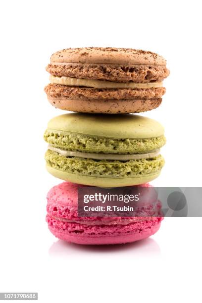 colorful homemade macaroons - pile of candy ストックフォトと画像