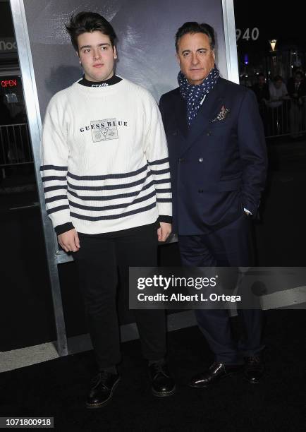 Actor Andy Garcia and son Andres arrive for the Warner Bros. Pictures World Premiere Of "The Mule" held at Regency Village Theatre on December 10,...