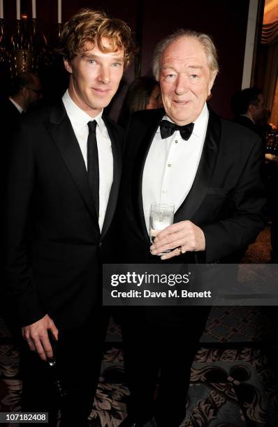 Actor Benedict Cumberbatch and Sir Michael Gambon attend the London Evening Standard Theatre Awards at The Savoy Hotel on November 28, 2010 in...