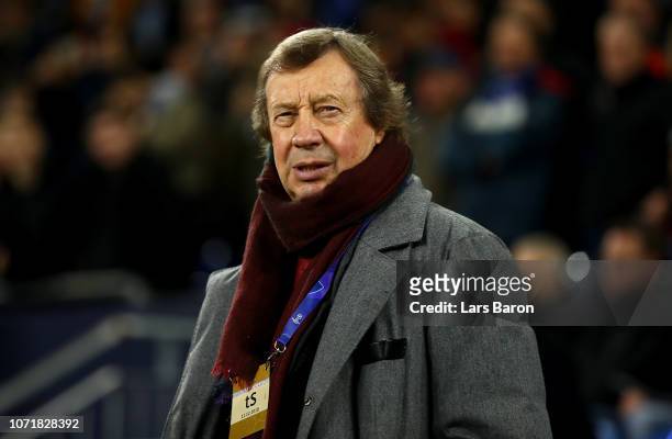 Yuri Semin, head coahc of Moscow looks on before the UEFA Champions League Group D match between FC Schalke 04 and FC Lokomotiv Moscow at...