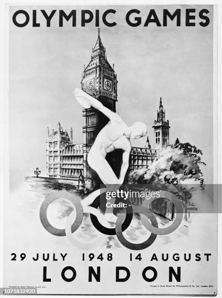 Picture taken in 1948 of the official poster of the London 1948 Summer Olympic Games.