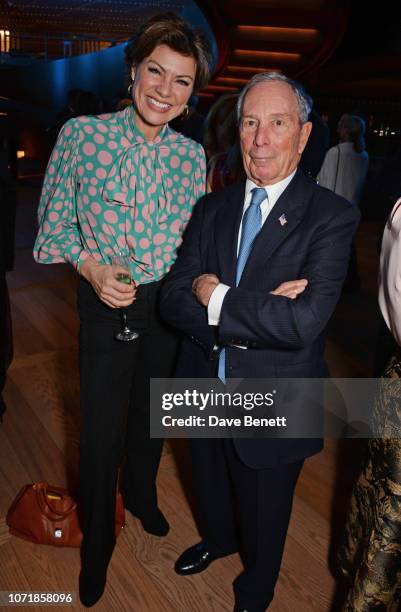 Kate Silverton and Michael Bloomberg attend the Bloomberg x Vanity Fair Climate Exchange gala dinner 2018 at Bloomberg London on December 11, 2018 in...