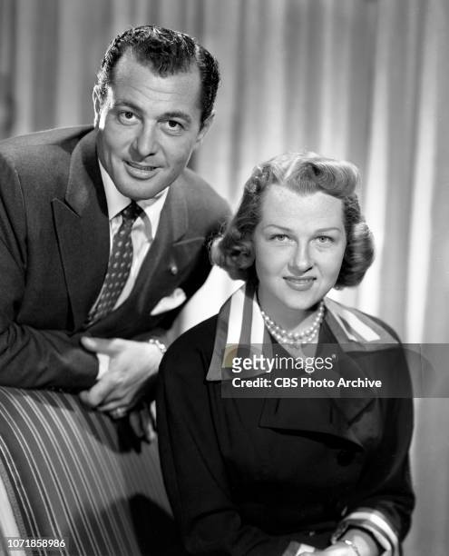 Portrait of singers Jo Stafford and Tony Martin. They perform on the CBS Radio program, The Carnation Contented Hour. September 29, 1950. New York,...