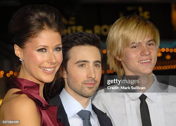 Actress Amanda Crew, actor Josh Zuckerman and actor Mark L. Young arrive at the Los Angeles premiere of "Sex Drive" on October 15, 2008 in Westwood,...