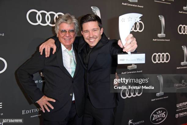 Award winner Nico Santos and his father Egon Wellenbrink during Audi Generation Award 2018 at Hotel Bayerischer Hof on December 11, 2018 in Munich,...