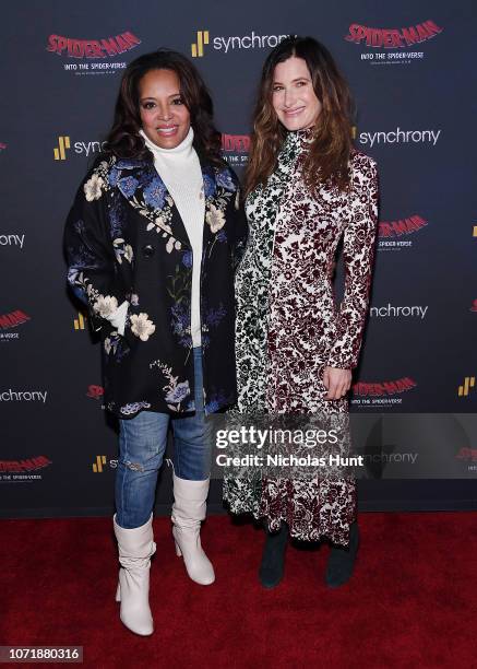 Luna Lauren Velez and Kathryn Hahn attend the "Spider-Man: Into The Spider-Verse" AR Experience on December 11, 2018 in New York City.