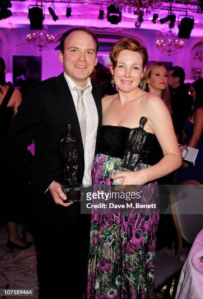 Rory Kinnear, best actor and Nancy Carroll, Best Actressattends the London Evening Standard Theatre Awards ceremony at The Savoy Hotel on November...