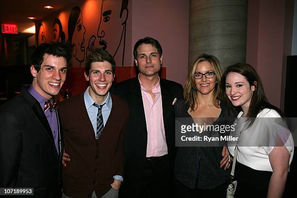 Cast members Preston Sadleir, Curt Hansen, Asa Somers, Alice Ripley and Emma Hunton pose during the party for the opening night launch of the...