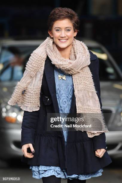 Factor contestant, Katie Waissel leaves ITV studios on November 29, 2010 in London, England.