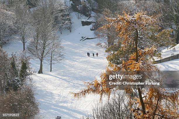 Snow covers the market town of Richmond in North Yorkshire on November 29, 2010 in Richmond, United Kingdom. More snow fell overnight affecting...