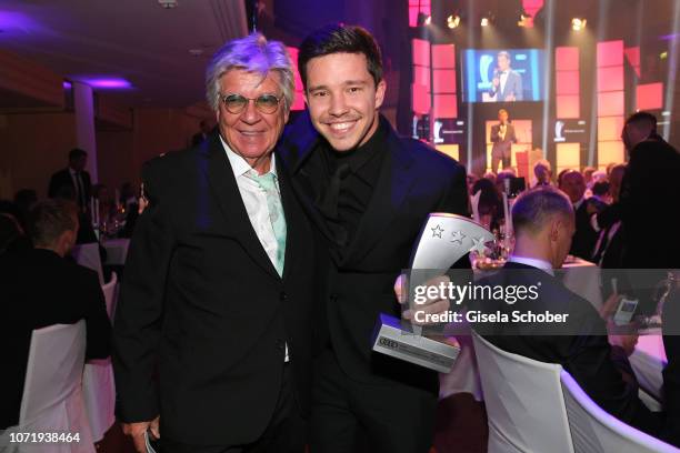 Nico Santos and his father Egon Wellenbrink during the Audi Generation Award 2018 at Hotel Bayerischer Hof on December 11, 2018 in Munich, Germany.