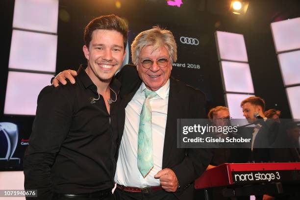 Nico Santos and his father Egon Wellenbrink during the Audi Generation Award 2018 at Hotel Bayerischer Hof on December 11, 2018 in Munich, Germany.