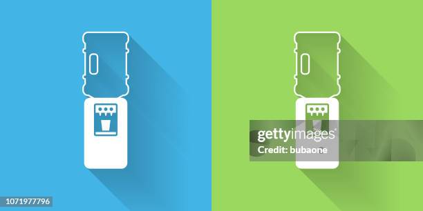 water cooler icon with long shadow - water cooler stock illustrations