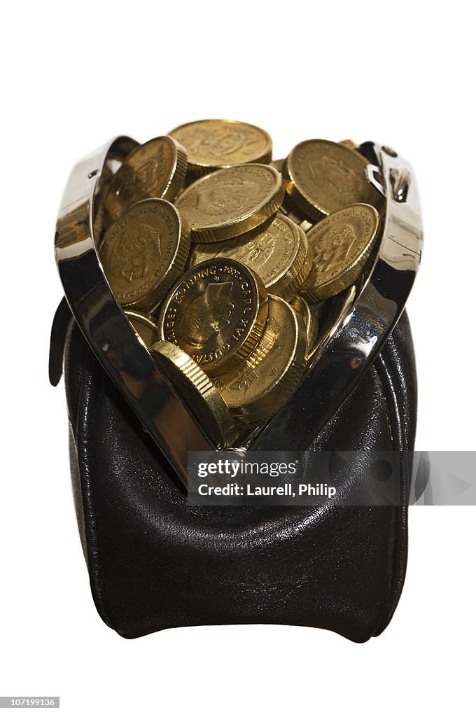 Wallet full of coins