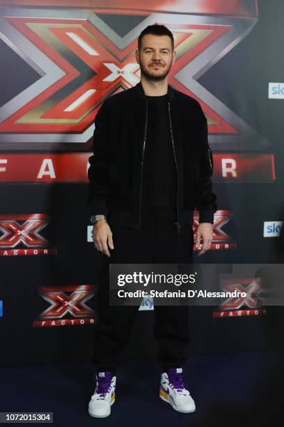 Alessandro Cattelan attends X Factor 2018 Photocall on December 12, 2018 in Milan, Italy.