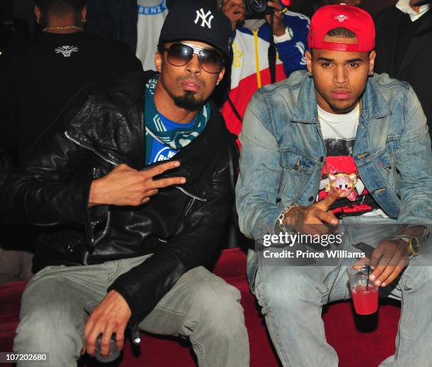 Dallas Austin and Chris Brown attend the Thanksgiving Weekend Grand Finale Party at Velvet Room on November 28, 2010 in Chamblee, Georgia.