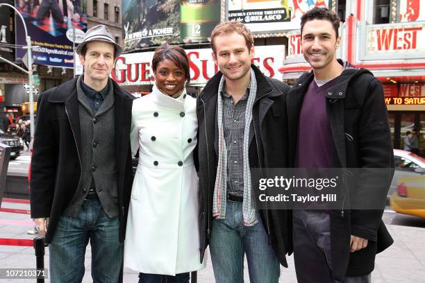Denis O'Hare, Montego Glover, Chad Kimball, and Ethan Zohn attend the Stand Up to Cancer Times Square News Year's Eve initiative launch at Duffy...
