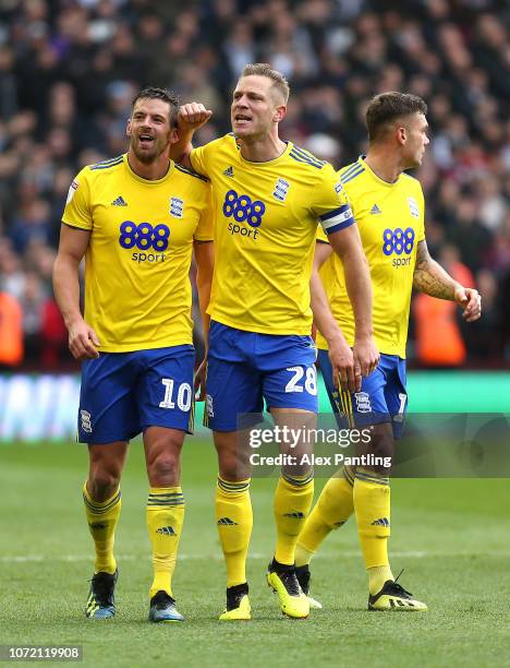 Lukas Jutkiewicz celebrates with Michael Morrison of Birmingham City after he scores his sides first goal during the Sky Bet Championship match...