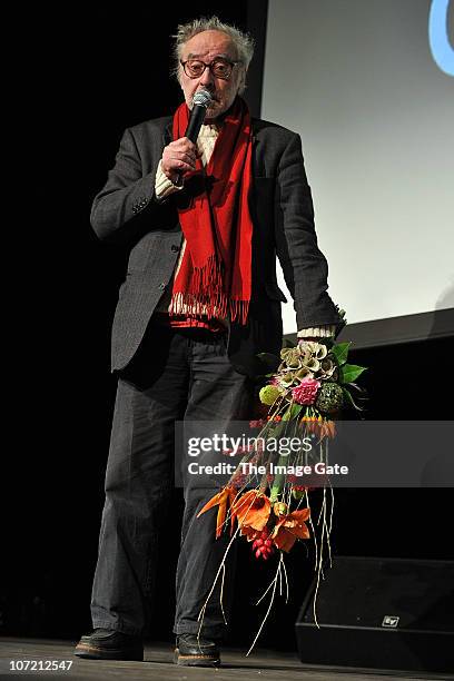 Director Jean-Luc Godard receives the Swiss Federal Design Award Grand Prix held at X-Tra on November 30, 2010 in Zurich, Switzerland. Jean-Luc...