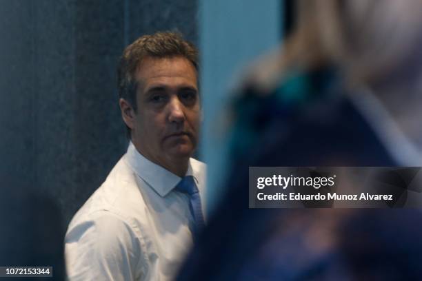 Michael Cohen, President Donald Trump's former personal attorney and fixer, is seen inside the court as he arrives for his sentencing hearing,...