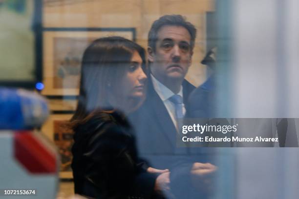 Michael Cohen, President Donald Trump's former personal attorney and fixer, is seen inside the federal court with his daughter Samantha Blake Cohen...