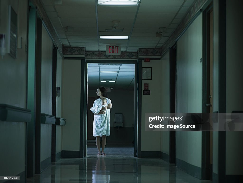 Mother with nerwborn baby in hospital