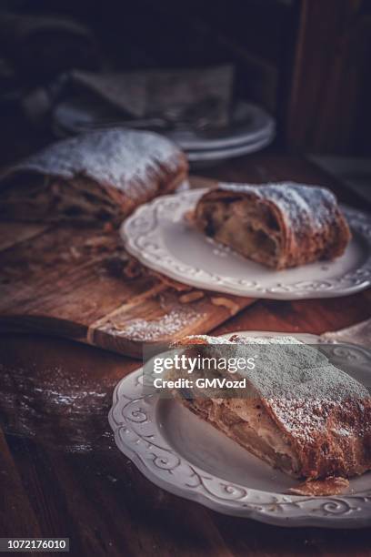 homemade apple strudel - strudel stock pictures, royalty-free photos & images