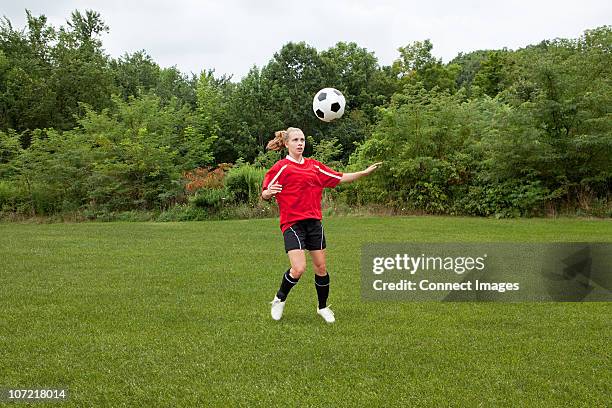 girl soccer player with ball - chatham new york state stock pictures, royalty-free photos & images