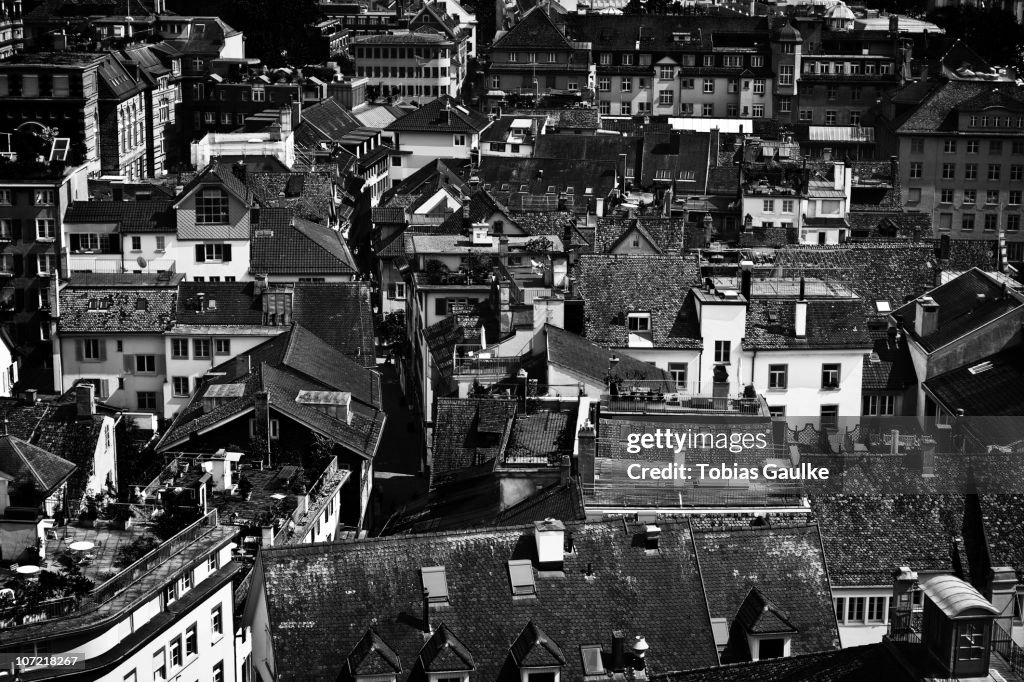 Rooftops of Zurich's historic part of old town