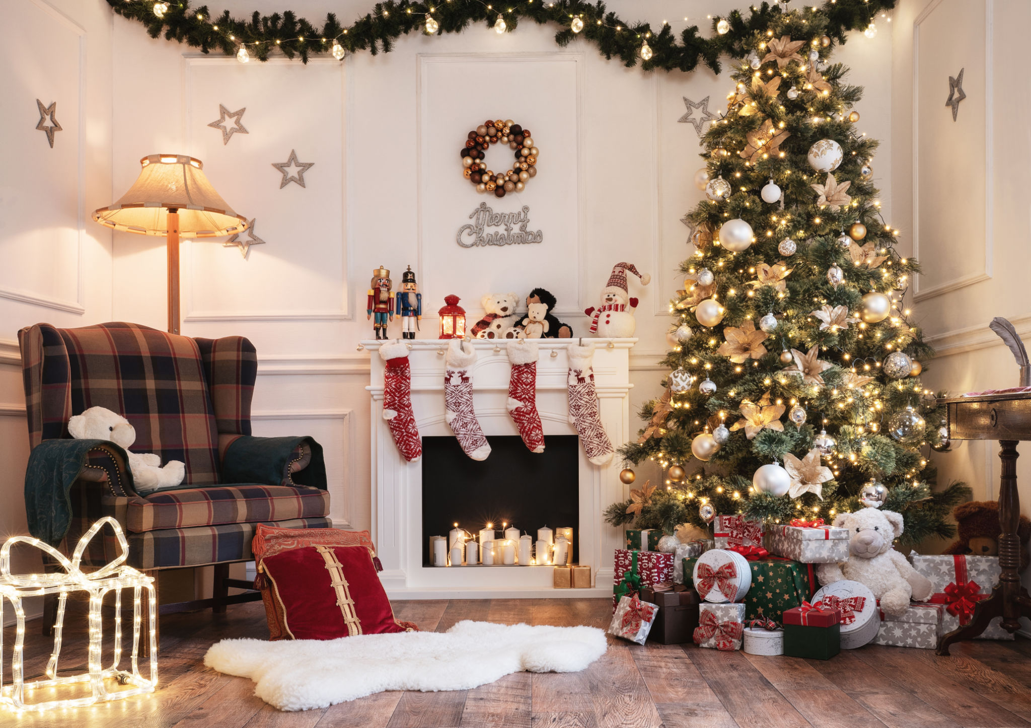 decorated fireplace