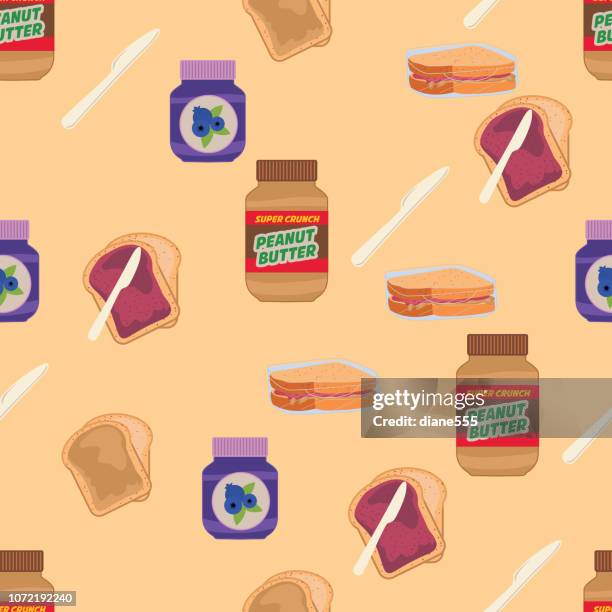 toast with jelly and peanut butter - peanut butter toast stock illustrations
