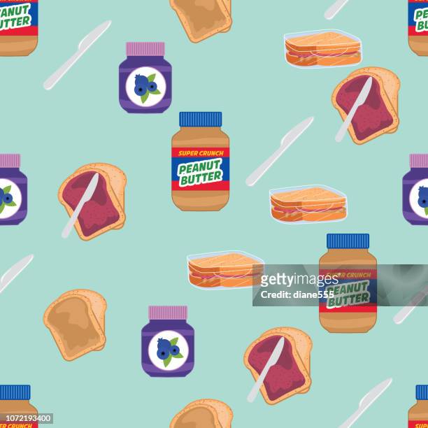 toast with jelly and peanut butter - peanut butter and jelly sandwich stock illustrations