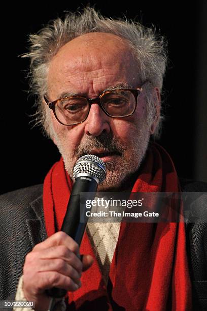 Director Jean-Luc Godard receives the Swiss Federal Design Award Grand Prix at X-Tra on November 30, 2010 in Zurich, Switzerland. Jean-Luc Godard who...